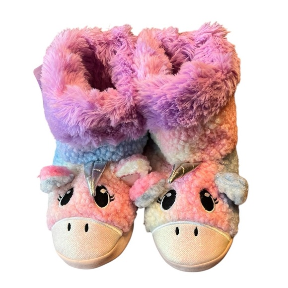 Muk Luks Summer Sunset Pink/Purple Unicorn Slippers Little Girls Size 1-2 - Picture 5 of 13